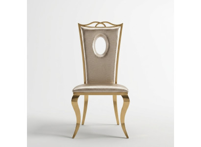 Sedia da pranzo moderna beige singola in ecopelle Acciaio inossidabile Arredamento