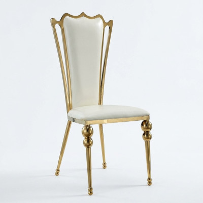 Mobili da sala da pranzo design in bianco e oro, sedia imbottita, moderni e nuovi