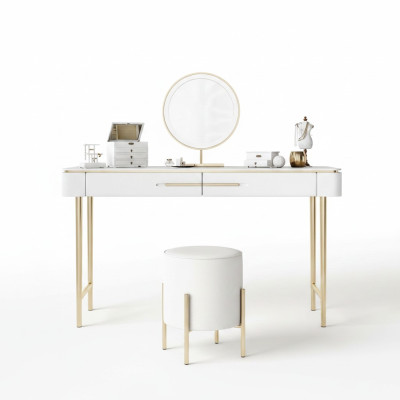 Tavolo da toeletta bianco design tavolo cosmetico 2 cassetti comò per truccarsi