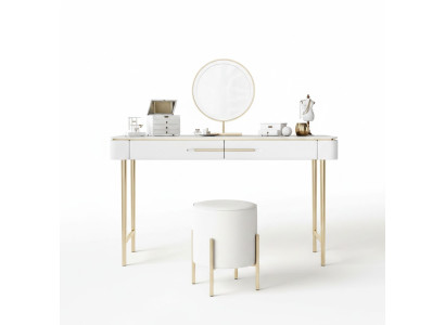 Tavolo da toeletta bianco design tavolo cosmetico 2 cassetti comò per truccarsi