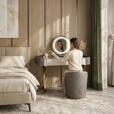 Tavolo trucco beige Designer Tavoli da toelettatura di lusso Cassetti in legno Mobili  Tavolo per il trucco beige, tavoli da toelettatura di lusso, cassetti in legno, mobili