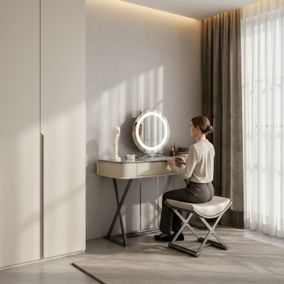 Beige design del tavolo da toeletta Camera da letto Mobili di lusso in legno Tavoli da toeletta