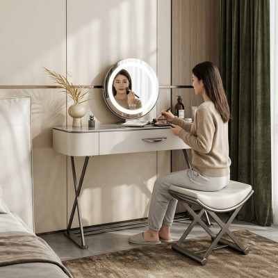 Tavolo trucco bianco con specchio designer tavolo cosmetico con cassetti.