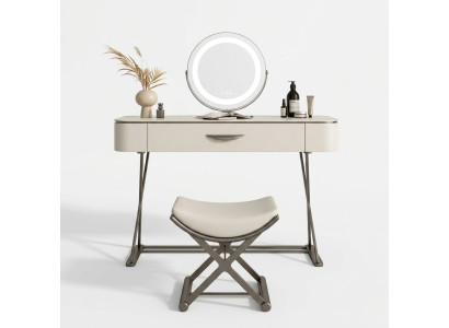 Tavolo trucco bianco con specchio designer tavolo cosmetico con cassetti.