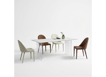 Tavolo da pranzo bianco, tavolo da pranzo, 6 sedie, designer, poltrona singola, set da 7 pezzi