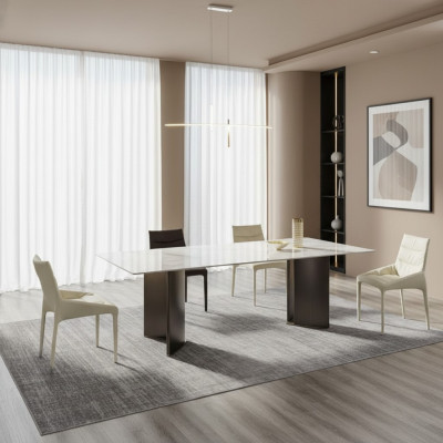 Gruppo da pranzo Tavolo da pranzo elegante 6 sedie Set di 7 pezzi con struttura in legno