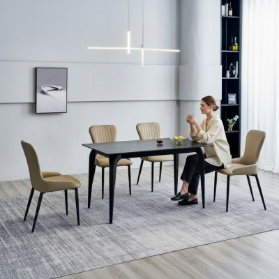 Tavolo da pranzo grigio moderno designer 6 sedie in tessuto gruppo da pranzo in legno