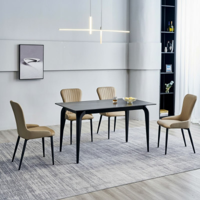 Tavolo da pranzo grigio moderno designer 6 sedie in tessuto gruppo da pranzo in legno