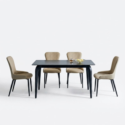 Tavolo da pranzo grigio moderno designer 6 sedie in tessuto gruppo da pranzo in legno