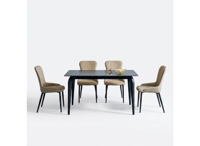 Tavolo da pranzo grigio moderno designer 6 sedie in tessuto gruppo da pranzo in legno
