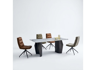 Elegante mobili da sala da pranzo Tavolo da pranzo grigio 4 sedie in ecopelle Singole