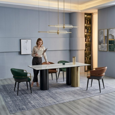 Elegante set da pranzo tavolo da pranzo design di lusso set di sedie 6x sedie 7 pezzi
