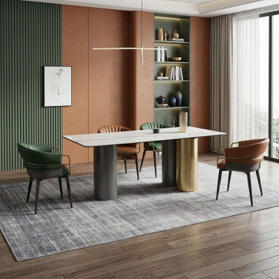 Elegante set da pranzo tavolo da pranzo design di lusso set di sedie 6x sedie 7 pezzi