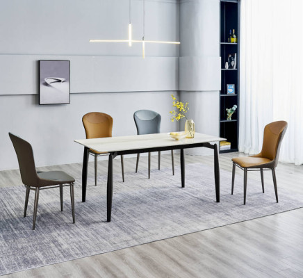 Gruppo di sedie da pranzo Tavolo da pranzo moderno Designer 6x Sedie in tessuto Singoli tavoli