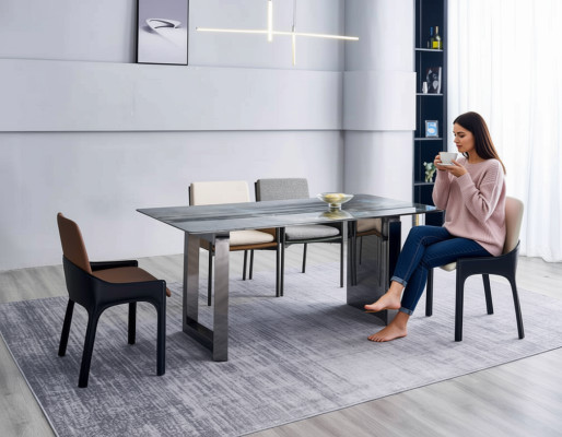 Gruppo da pranzo Designer 4 sedie Gruppo di sedute moderno Tavolo rettangolare di lusso