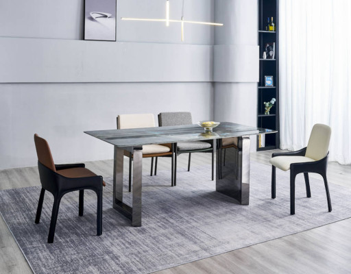 Gruppo da pranzo Designer 4 sedie Gruppo di sedute moderno Tavolo rettangolare di lusso