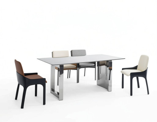 Gruppo da pranzo Designer 4 sedie Gruppo di sedute moderno Tavolo rettangolare di lusso