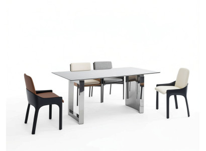Gruppo da pranzo Designer 4 sedie Gruppo di sedute moderno Tavolo rettangolare di lusso