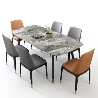 Tavolo da pranzo di lusso 6 sedie in ecopelle design elegante elegante gruppo da pranzo