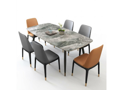 Tavolo da pranzo di lusso 6 sedie in ecopelle design elegante elegante gruppo da pranzo