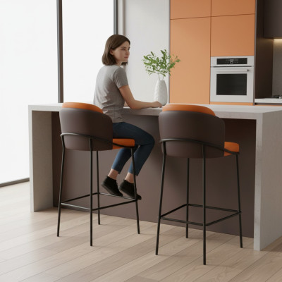 Sgabello bicolore designer a 1 posto sedie moderne con schienale mobili lounge