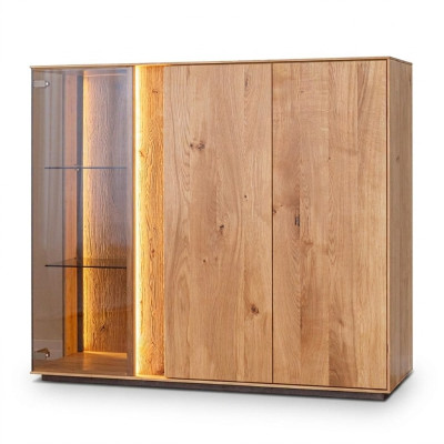 Marrone chiaro vetrina design sala da pranzo credenza in legno armadietto a LED.