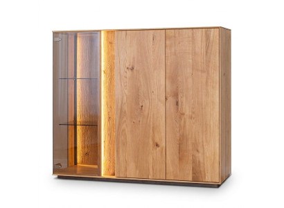 Marrone chiaro vetrina design sala da pranzo credenza in legno armadietto a LED.