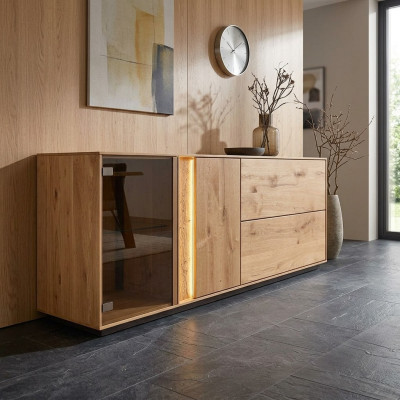 Mobile porta televisore in legno per soggiorno con ante e ripiani RTV. Nuovo mobile TV basso.