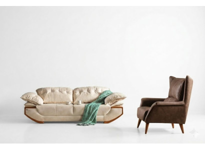 Soggiorno bianco-marrone divano set designer a tre posti poltrona di lusso