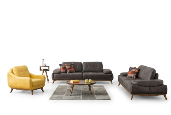 Set di design per il soggiorno elegante, divano a tre posti e poltrona moderna 2 pezzi