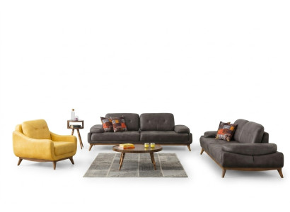 Set di design per il soggiorno elegante, divano a tre posti e poltrona moderna 2 pezzi