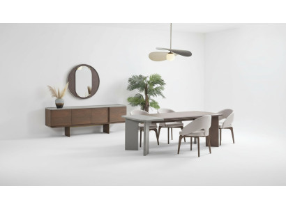 Grande set da pranzo designer tavolo da pranzo 4 sedie credenza specchio