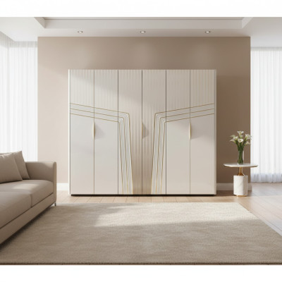 Armadio bianco moderno in legno per camera da letto, arredamento di lusso nuovo.
