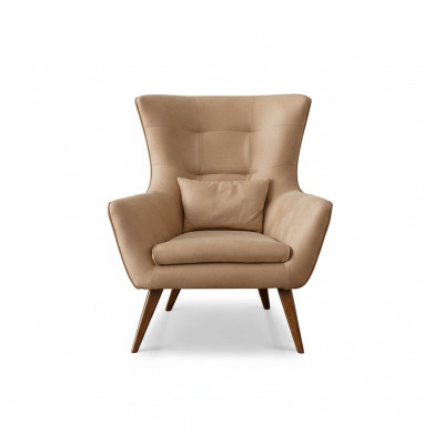 Poltrona soggiorno beige design divano lusso nuova relax lounge imbottita