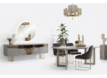 Gruppo da pranzo Moderno set da sala da pranzo tavolo da pranzo 4 sedie set credenza