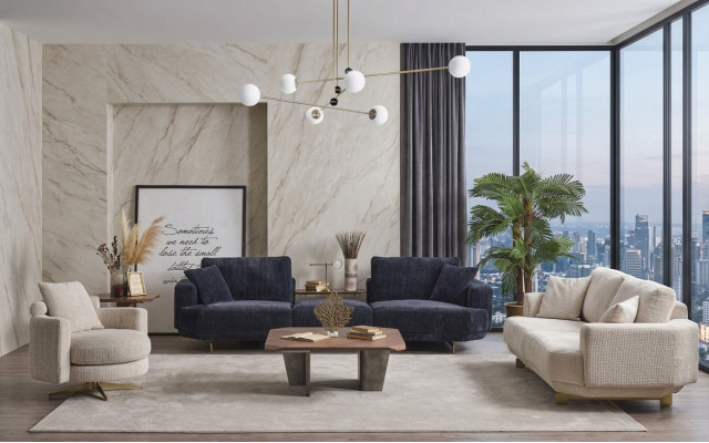 Set di divani da soggiorno 4+3+1 posti Design divano mobili tessili imbottiti nuovi