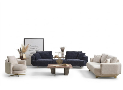 Set di divani da soggiorno 4+3+1 posti Design divano mobili tessili imbottiti nuovi
