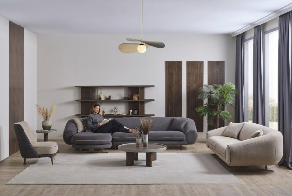 Designer soggiorno set a L divano poltrona imbottitura mobili