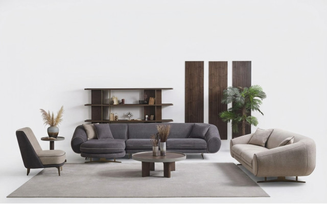 Designer soggiorno set a L divano poltrona imbottitura mobili