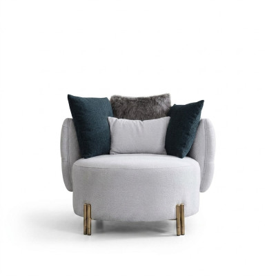 Sedia bianca in tessuto di lusso monoposto da designer per soggiorno