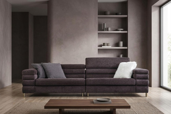 Poltrona da soggiorno Divano designer a 4 posti Divano a quattro posti marrone Nuovo
