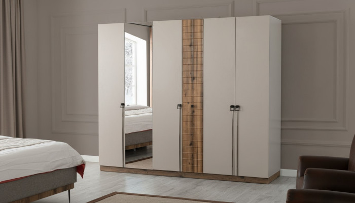 Armadio camera da letto beige Armadi design Armadi di lusso in legno