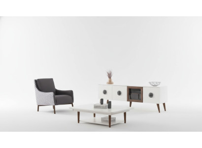 Set da soggiorno bianco Mobile porta TV Tavolino rettangolare in legno Mobili