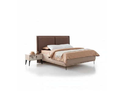 Letto matrimoniale marrone designer, mobili da camera da letto imbottiti di lusso.
