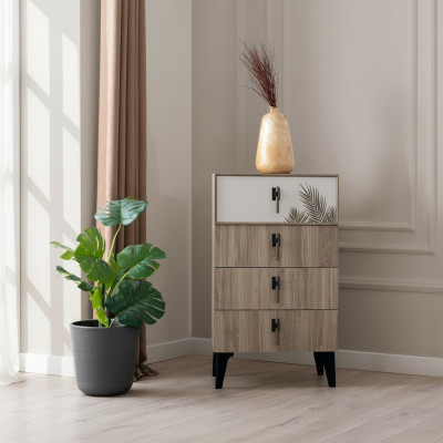 Camera da letto Mobili Comò alto marrone chiaro Designer Comò a 4 ante