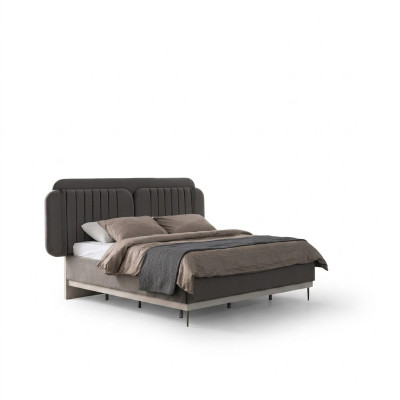 Letto matrimoniale grigio Mobili da camera da letto moderni Letti di lusso Struttura in legno