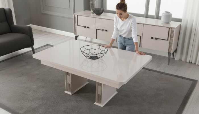 Tavolino bianco per soggiorno Tavoli in legno Mobili di lusso Tavoli designer