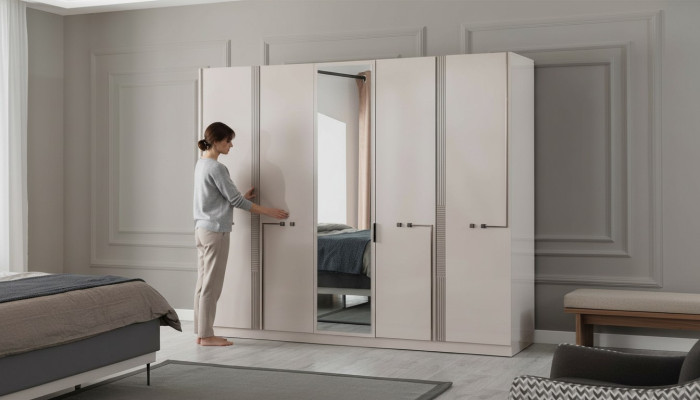 Armadio moderno da designer per la camera da letto con 4 ante.