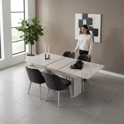 Tavolo bianco di lusso Tavoli da pranzo Mobili da sala da pranzo Tavoli in legno Tavoli