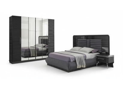 Letto imbottito Comodini in legno Armadio da camera da letto Set camera da letto design
